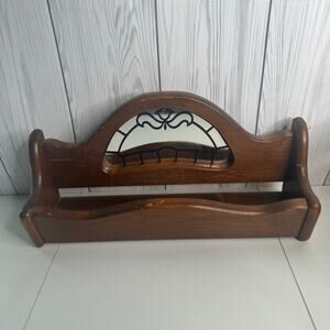 Vintage Decorative Wooden Wall Shelf with Mirror Primitive Spices Trinkets